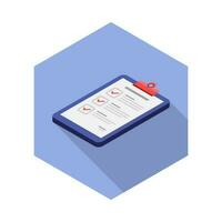 Checklist Isometric left view icon vector isometric. Flat style vector illustration.