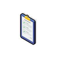 Checklist Isometric left view - Black Stroke with Shadow icon vector isometric. Flat style vector illustration.