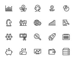 Creative business solutions related icon set. Innovation team management. vector