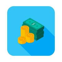 Dollar Money and Coin icon vector isometric. Flat style vector illustration.