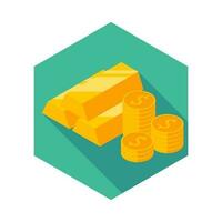 Gold Bar and Coin icon vector isometric. Flat style vector illustration.