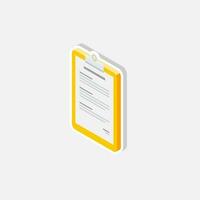 Clipboard Isometric left view - White Stroke with Shadow icon vector isometric. Flat style vector illustration.
