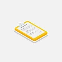 Clipboard Isometric right view - White Stroke with Shadow icon vector isometric. Flat style vector illustration.