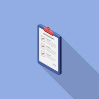 Checklist Isometric left view icon vector isometric. Flat style vector illustration.