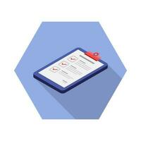 Checklist Isometric left view icon vector isometric. Flat style vector illustration.