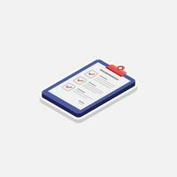 Checklist Isometric left view - White Stroke with Shadow icon vector isometric. Flat style vector illustration.