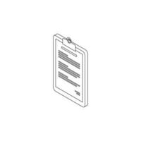 Clipboard Isometric left view - Black Outline icon vector isometric. Flat style vector illustration.