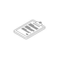 Clipboard Isometric left view - Black Outline icon vector isometric. Flat style vector illustration.