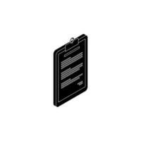 Clipboard Isometric right view - White Outline icon vector isometric. Flat style vector illustration.