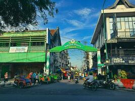 Yogyakarta, Indonesia in July 2022. The entrance gate or gate of Dagen tourist area. Jalan Dagen Malioboro is the name of the village in the center of Jogja photo