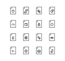 Set of document flow management related icons, form, data, document, batch processing, bureaucracy and linear variety vectors. vector