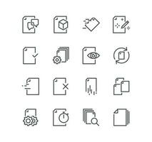 Set of document flow management related icons, form, data, document, batch processing, bureaucracy and linear variety vectors. vector