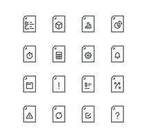 Set of document flow management related icons, form, data, document, batch processing, bureaucracy and linear variety vectors. vector