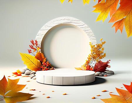 Abstract 3d podium for product presentation with geometric shapes, Empty round podium,Platforms for product presentation show new product background. photo