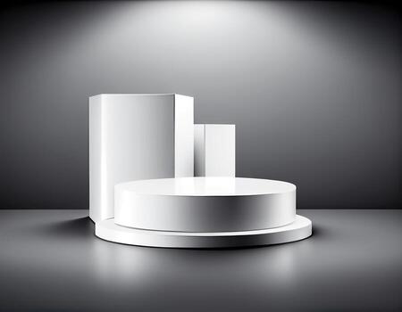 Abstract 3d podium for product presentation with geometric shapes, Empty round podium,Platforms for product presentation show new product background. photo