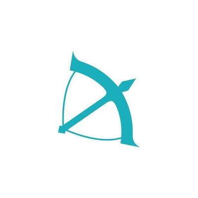 Bow and arrow line icon logo design template Illustration