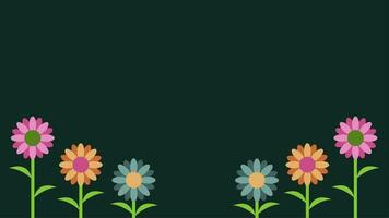 Vibrant 2D Flower Corner Frame Animation. Witness the Growth, Blooming, and Ample Copyspace Area of Leaves and Flowers. Perfect for Valentine's Day, Mother's Day, Abstract Spring or Summer Background video