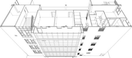 Ilustración 3D del proyecto de construcción vector