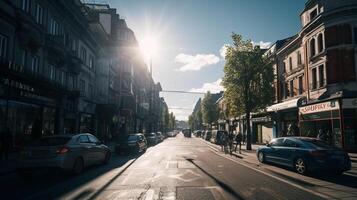 al aire libre o exterior ocupado calles con generativo ai foto