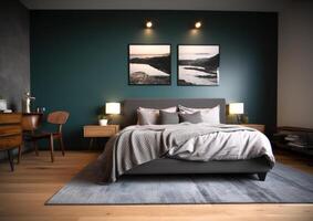 indoor or interior bedroom with photo