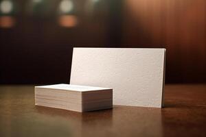 papel negocio tarjeta burlarse de arriba con generativo ai foto