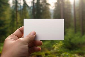 blank business card mock up with nature with photo