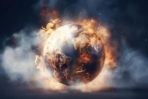 earth globe in global warming concept with photo