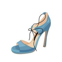 Women s high heel summer blue shoe isolated on white background. Vector style illustration for posters, decoration and print