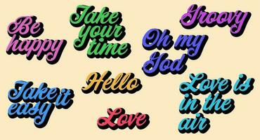 Mixed set of vector groovy typography