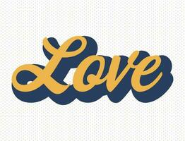 Vector word love typography groovy style illustration