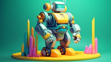 robot in abstract style in trending color palette with photo