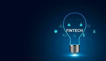 resumen ligero bulbo digital concepto ideas fintech financiero tecnología dinero transferir moderno innovación en el azul antecedentes vector
