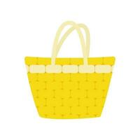 Vector illustration. Large yellow beach bag. Isolated object on a white background. Summer icon