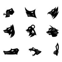 collection of elephant, rhino, eagle, wolf, bear, bull, crocodile, snake and rabbit icon silhouette. simple, minimal and creative concept. used for logos, icons, symbols or mascots vector