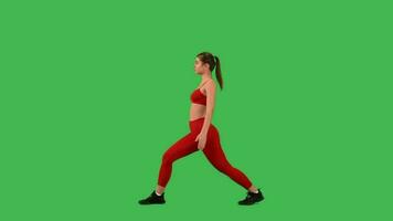 green screen sportswoman doing warm up exercise video