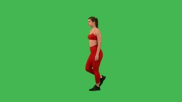 green screen lady stretch thigh muscles video