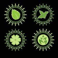 set of logos eco ecology leaf bio plant organic natural remedy herb vector