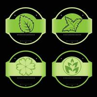 set of logos eco ecology leaf bio plant organic natural remedy herb vector