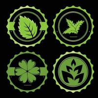 set of logos eco ecology leaf bio plant organic natural remedy herb vector