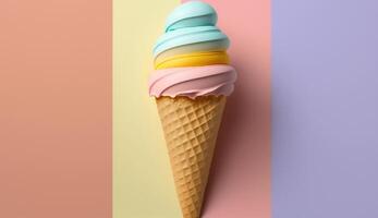 Ice cream cone in summer concept with photo