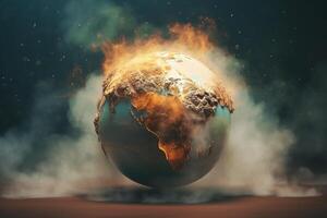 earth globe in global warming concept with photo