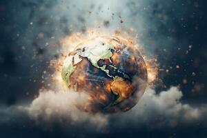 earth globe in global warming concept with photo