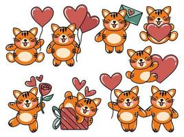 Tigre dibujos animados linda para san valentin día vector