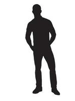 Man in Suit, Front View, Vector Silhouette