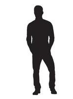 Man in Suit, Front View, Vector Silhouette