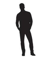 Man in Suit, Front View, Vector Silhouette