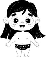 Funny baby girl in swimming trunks vector