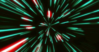 High speed flying lines, speed of digital lights, neon glowing rays in motion, technological tunnel, neon light motion. Seamless loop 3D animation, 4K. video