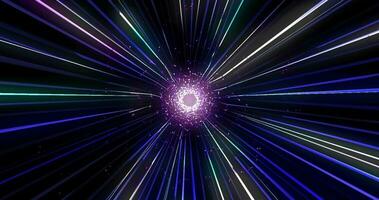 technological tunnel into space, Speed of flying lights, data tunnel, the camera flies through the blue-violet tunnel, 3d animation in 4K video