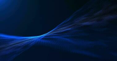 3d digital dynamisk våg, abstrakt Vinka med rör på sig partiklar blå, trogen på blå bakgrund, video